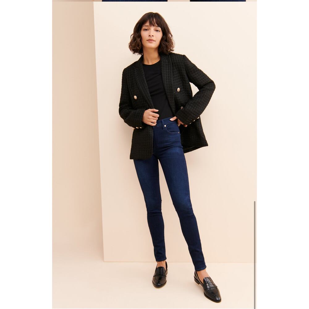 Elegant Woven Blazer - Black Tweed - Gold Hardware -Size - Med